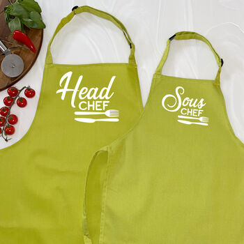 Head Chef And Sous Chef Matching Apron Set, 7 of 11