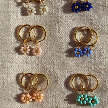 Daisy Beaded Earrings On Gold Plated Hoops, 6 of 6