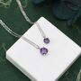 Sterling Silver Amethyst Purple Cz Pendant Necklace, thumbnail 6 of 11