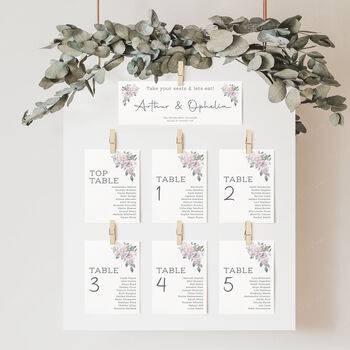 Wedding Seating Plan Cards Pink Lilac Floral, 6 of 7