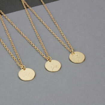 Etched Birth Flower Necklaces, 10 of 12