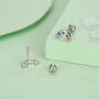 Sterling Silver Rainbow Cz 18 G Screw Back Stud Earrings, thumbnail 5 of 12