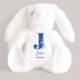 White Personalised Bunny Rabbit Boy Soft Toy, thumbnail 2 of 2