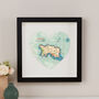 Personalised Location Jersey Map Heart Print, thumbnail 3 of 4