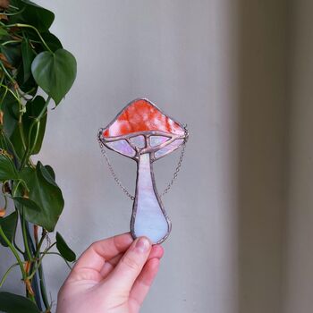Stained Glass Iridescent Mushroom Suncatcher, 3 of 8