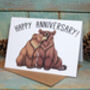 Bear Couple Illustration Anniversary Card, thumbnail 1 of 1
