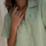 Sage Green 100% Linen Short Pyjama Set, thumbnail 3 of 7