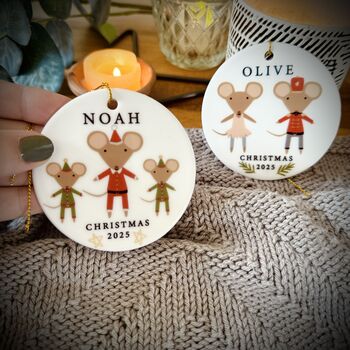Personalised Nutcracker Mice Christmas Tree Decoration, 5 of 5
