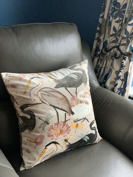 Velvet Heron 50 X 50cm Luxury Cushion, 3 of 10