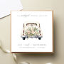 Cream Floral Vintage Car Personalised Wedding Card, thumbnail 1 of 2