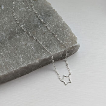 Sterling Silver Open Star Necklace, 2 of 6