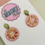 Grapefruit Glitter Resin Statement Earrings /Gift For Gin Lovers / Boozy Brunch Gift / Exotic Holiday Earrings, thumbnail 5 of 5