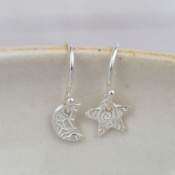 Sterling Silver Mini Mismatch Textured Earrings, 2 of 3