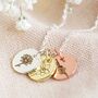 Personalised Small Birth Flower Disc Charm Necklace, thumbnail 4 of 11