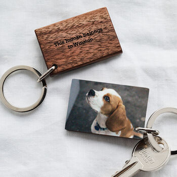 Personalised Acrylic And Wood Photo Keyring Pets, 2 of 3
