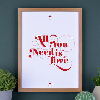 All You Need Is Love Personalised Print, 6 of 11