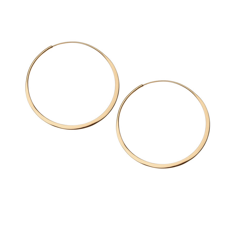 Gold Plated Large Flat Hoop Earrings By ORELIA FINE