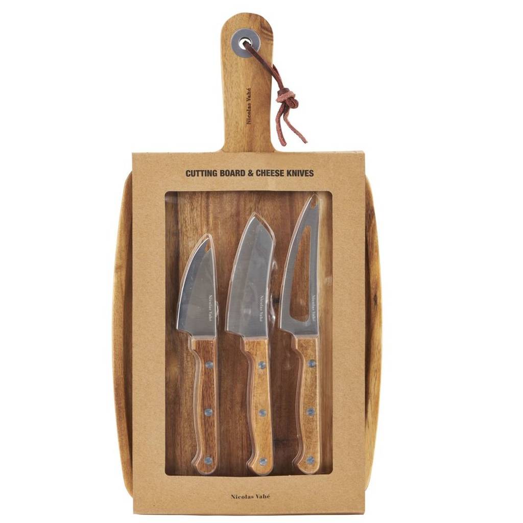 cheese board and set of three cheese knives by all things brighton