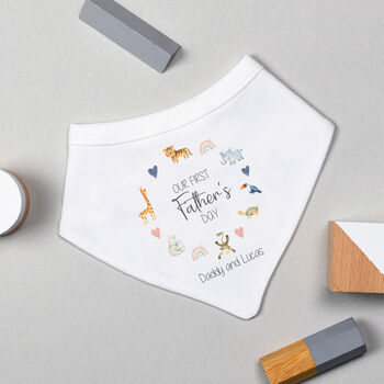 Personalised Our First Father's Day Babygrow / Baby Bodysuit Animals, 5 of 8