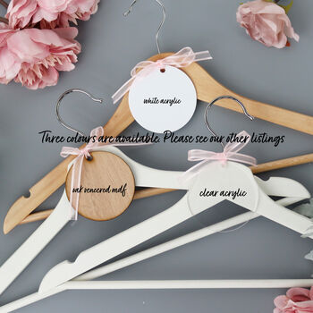 Personalised Wood Wedding Hanger Tag Peach, 4 of 4