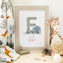 Personalised Elephant Initial Nursery Print, thumbnail 4 of 8