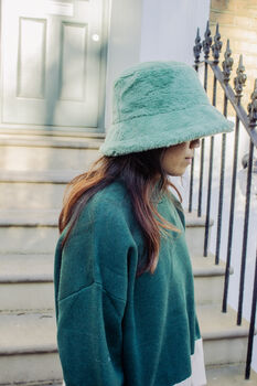 Sage Green Fluffy Bucket Hat, 5 of 6