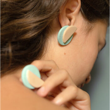 Teal Slice | Polymer Clay Statement Earrings, 7 of 7