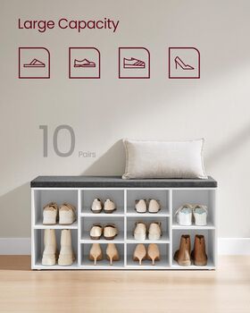 Ten Compartment Shoe Rack With Cushion Storage, 6 of 11