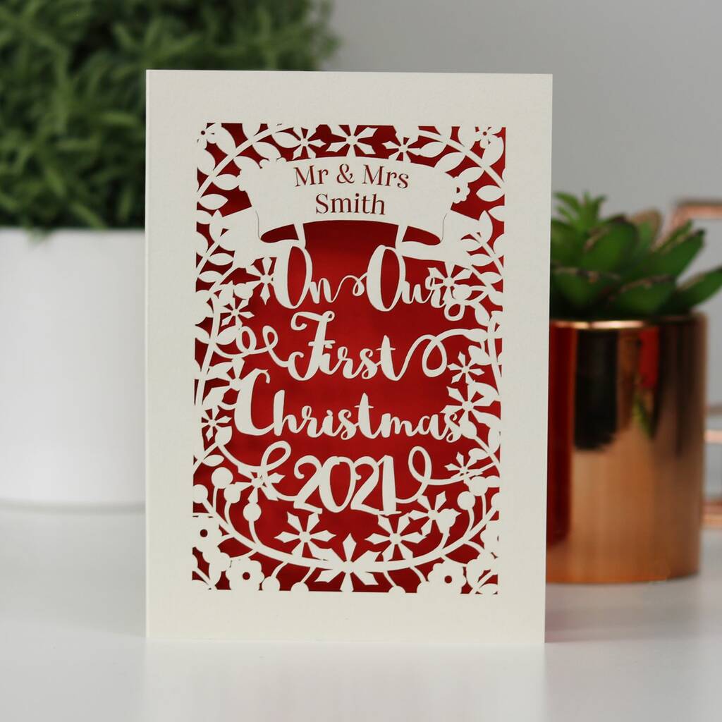 Personalised 'Our First Christmas' Papercut Card, 1 of 6