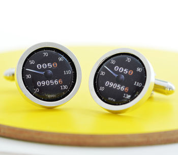 Personalised Date Black Car Speedometer Cufflinks, 4 of 6