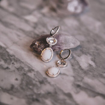 Eve Moonstone Drop Earrings | 925 Silver Plated, 5 of 6