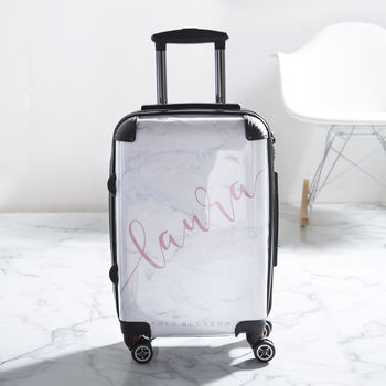 Blush White Marble Personalised Suitcase, 3 of 4