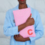 Personalised Pink Gingham Hot Water Bottle, thumbnail 3 of 3