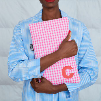 Personalised Pink Gingham Hot Water Bottle, 3 of 3
