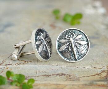 Dragonfly Cufflinks In Solid Sterling Silver, 2 of 2