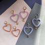 Hand Beaded Pastel Frosted Heart Hoop Earrings, thumbnail 1 of 6