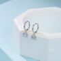 Tiny Moonstone Huggie Hoop Earrings In Sterling Silver, thumbnail 7 of 11