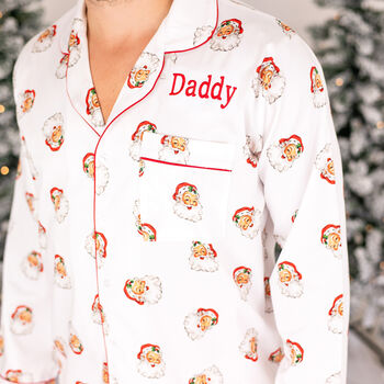 Men's Personalised Christmas Santa Print Pyjamas, 2 of 7
