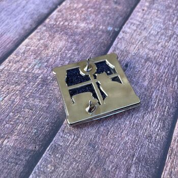 Cat And Books Enamel Pin With Shaker Moving Glitter And Stars, 3 of 4