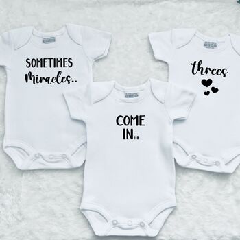 Triplet Baby Gifts | Triplet Pregnancy Announcement Vests, 2 of 3