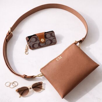 Personalised Embossed Saffiano Leather Trio Cross Body Bag, 3 of 6