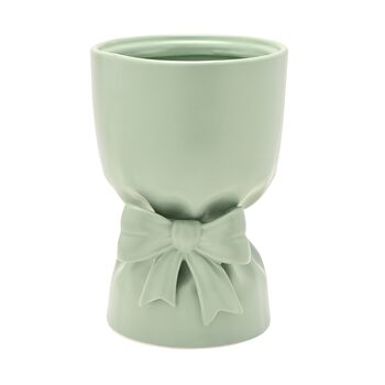 Teal Bow Bouquet Vase – Ceramic Mint Green Vase, 3 of 4
