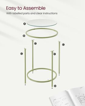 Round Side Table Tempered Glass Steel Frame, 8 of 12