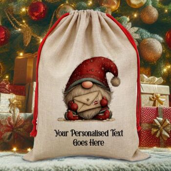 Personalised Christmas Gonk Gnome Gift Sack, 5 of 12