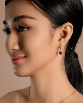 Aurora Rhombus Amethyst Earrings, 11 of 12