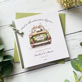 Handmade Wedding Card, Just Married Car Design, 3 of 7