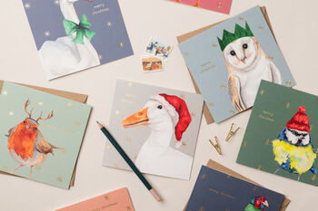 Gold Foil Puffin Christmas Card, 2 of 3