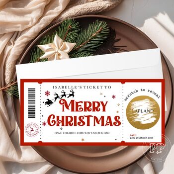 Personalised Christmas Ticket, Lapland Holiday Reveal Card, 5 of 5