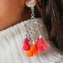 Long Geometric Tassel Pink Orange Dangle Earrings, thumbnail 9 of 9