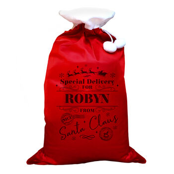 Personalised Special Delivery Red Christmas Sack, 3 of 3